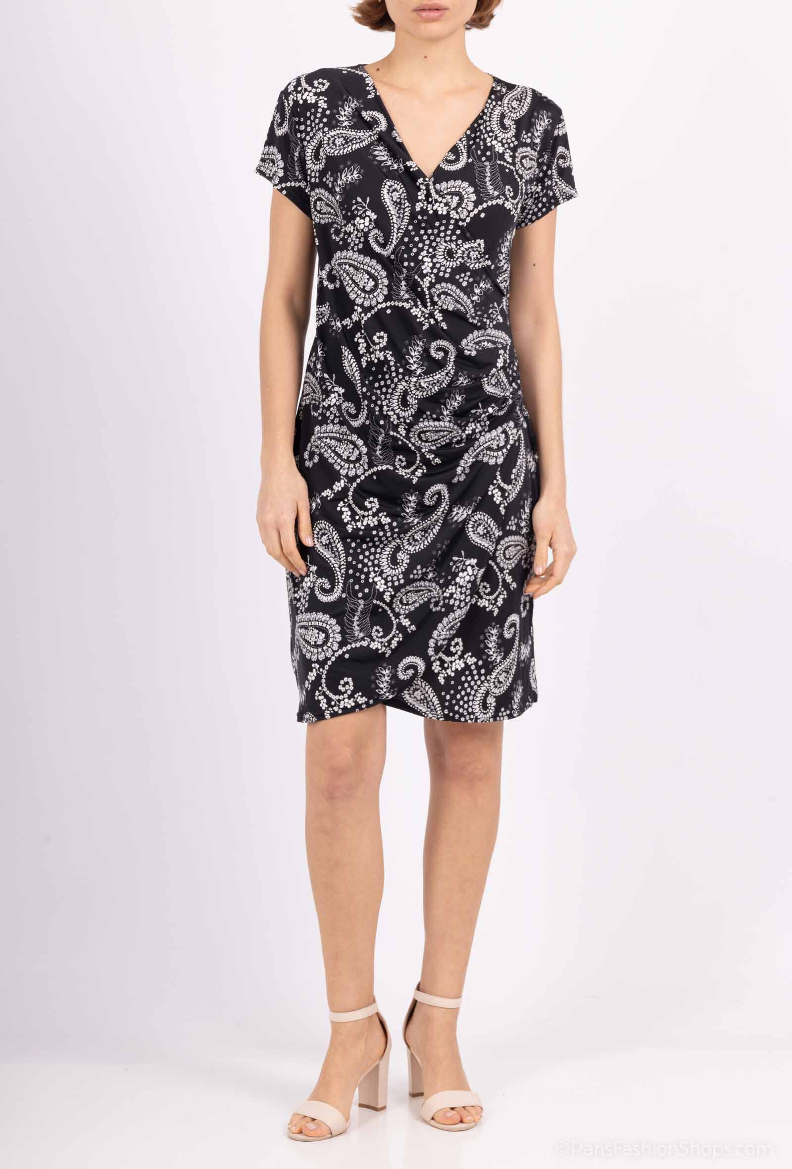 Mayorista Esperance - Vestido corto drapeado con estampado cachemir