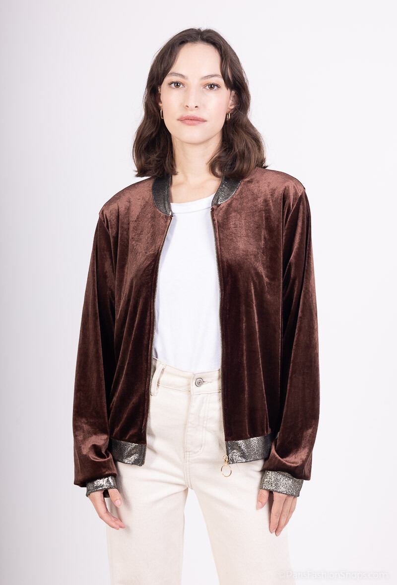 Wholesaler Esperance - Velvet bomber jacket with shimmering finish