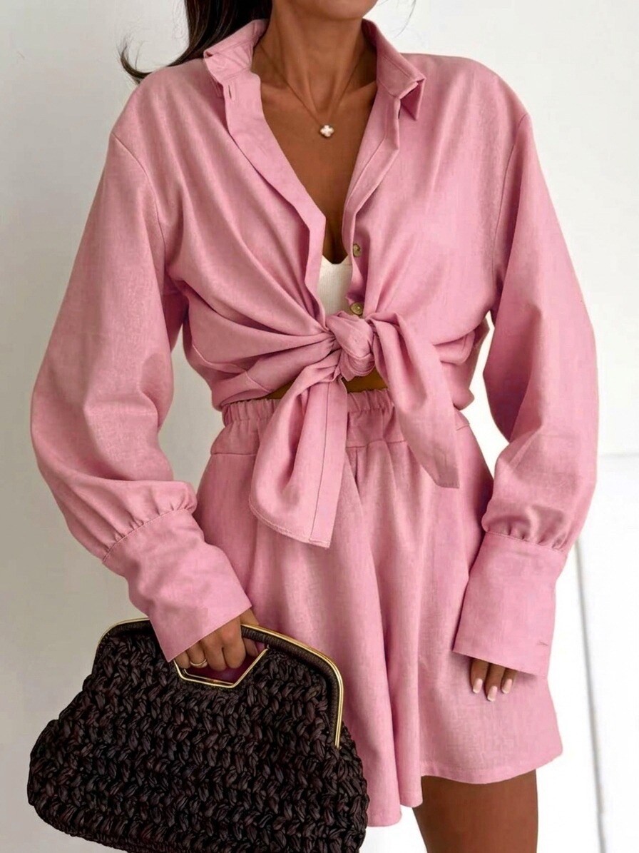 Mayorista Estee Brown - Camisa y pantalones cortos de lino