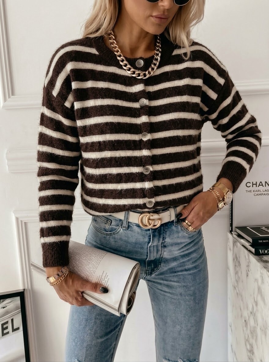 Grossiste Estee Brown - Gilet en maille douce à rayures