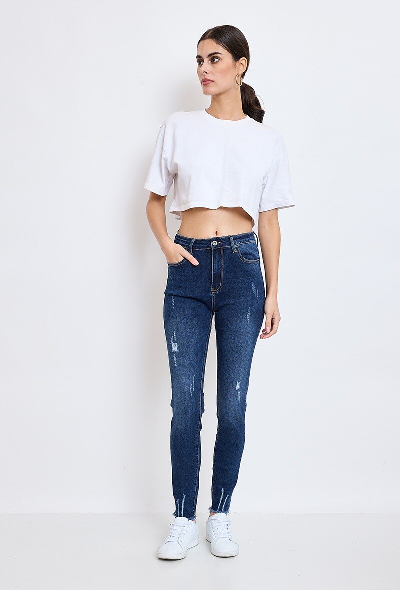 Grossista Estee Brown - Jeans aderenti indossati con bordo non rifinito