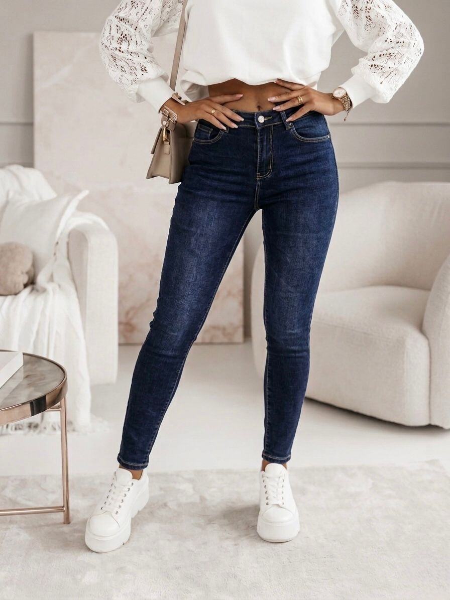 Grossista Estee Brown - Jeans Skinny a Vita Alta – Grigio Sbiadito