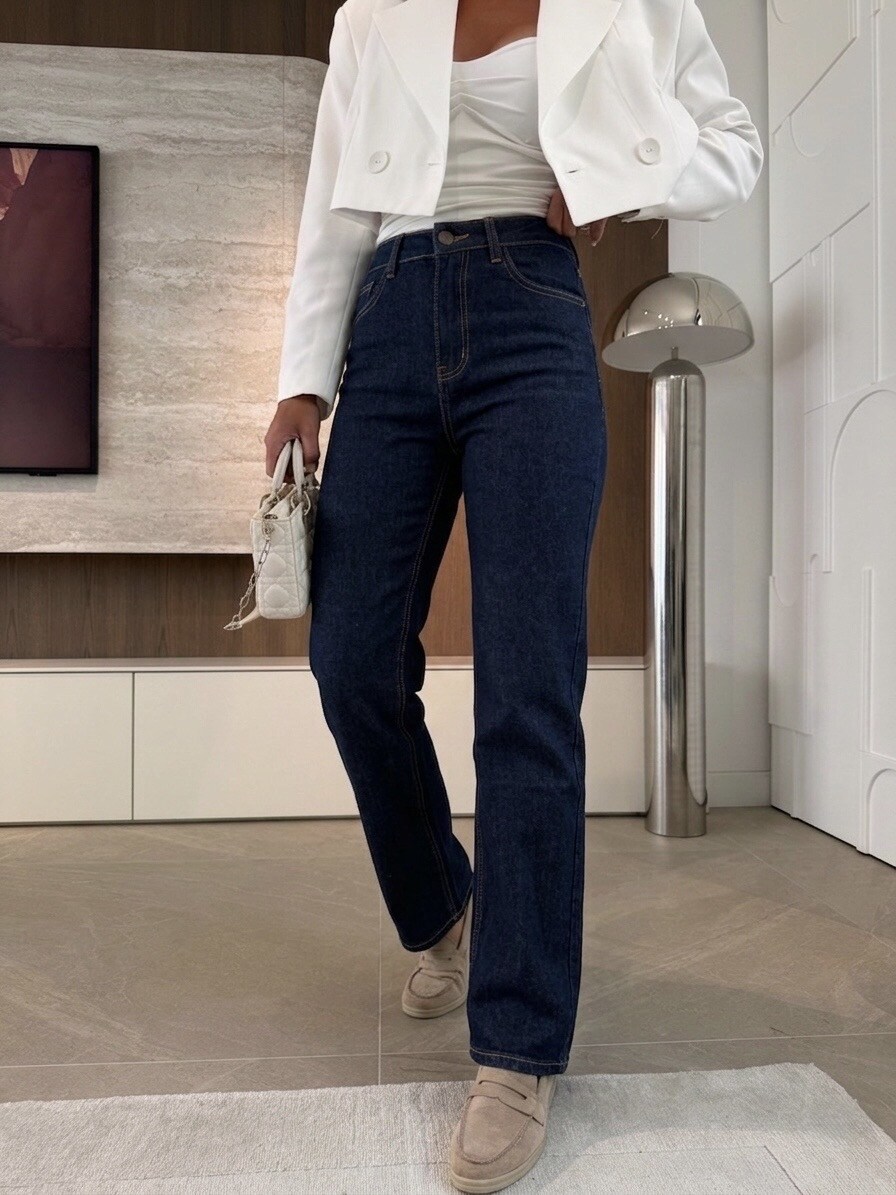 Grossista Estee Brown - Jeans da donna a gamba dritta e vita alta taglia grande