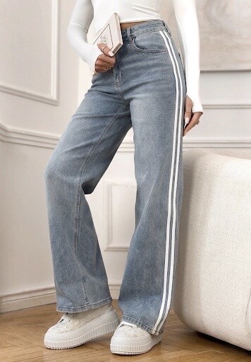 Grossista Estee Brown - Jeans a Gamba Larga con Bande Laterali