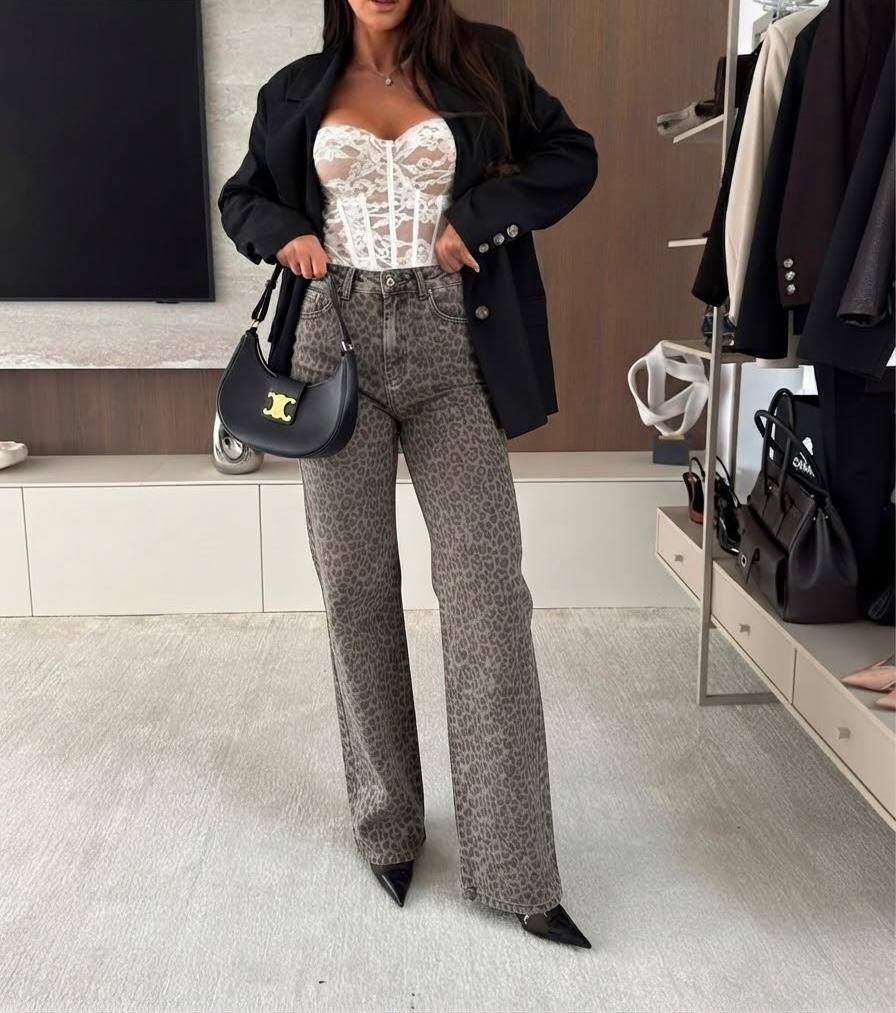 Grossiste Estee Brown - Jean Wide Leg Léopard stretch