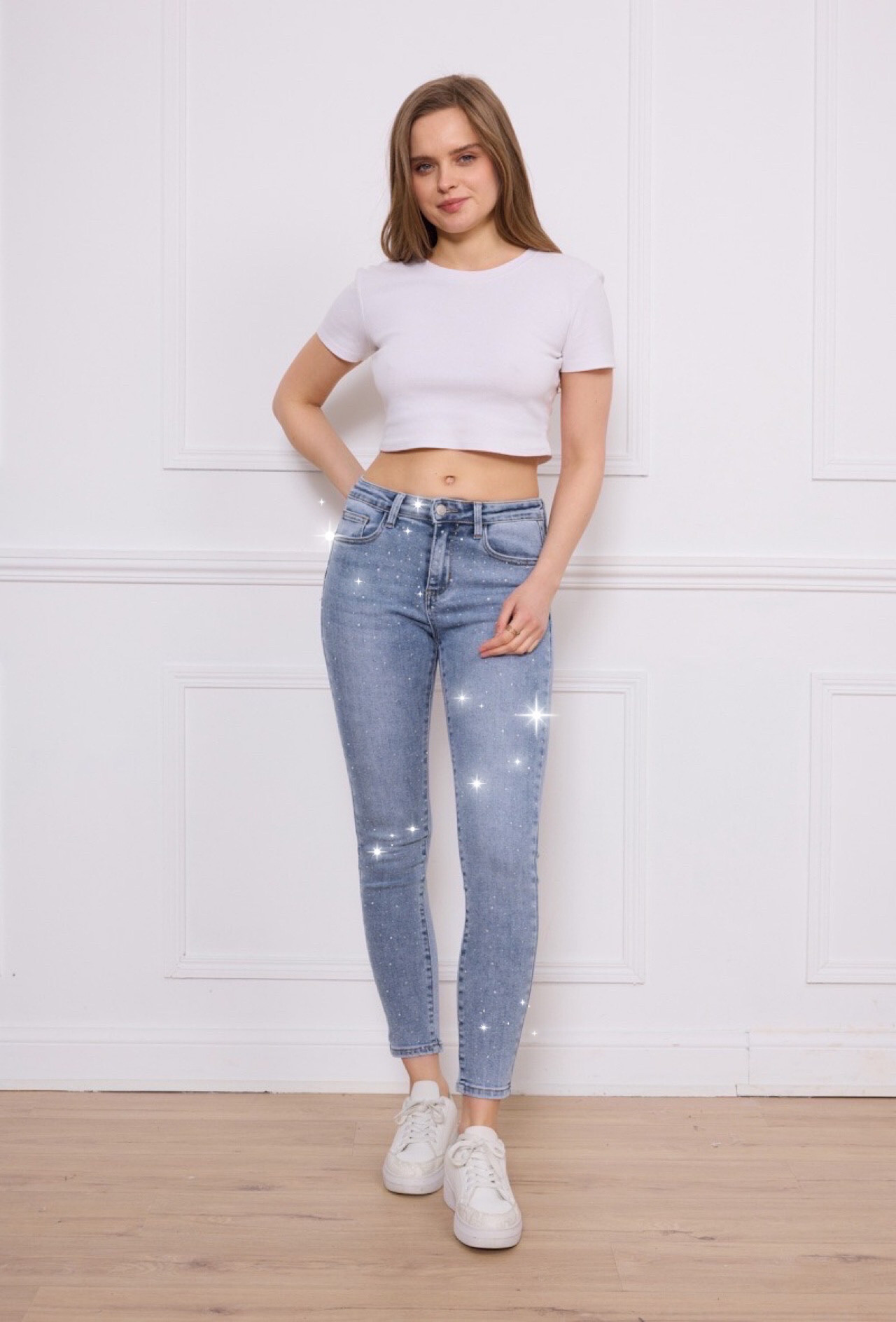 Grossiste Estee Brown - Jean skinny push-up avec strasse