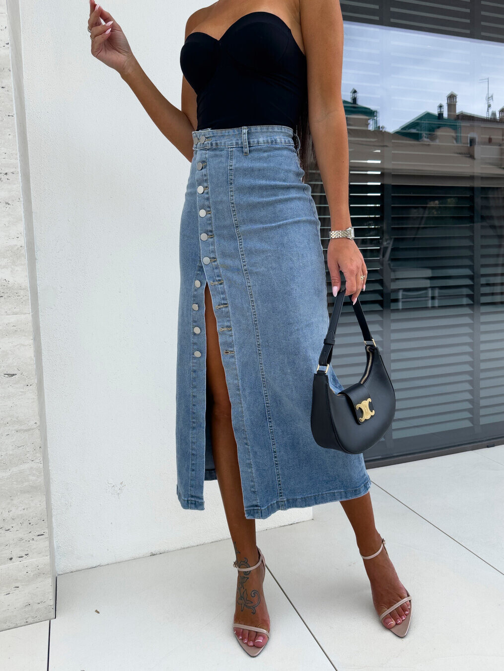 Grossista Estee Brown - Gonna lunga in denim con bottoni