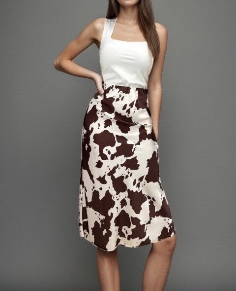 Wholesaler Estee Brown - Printed long satin skirt