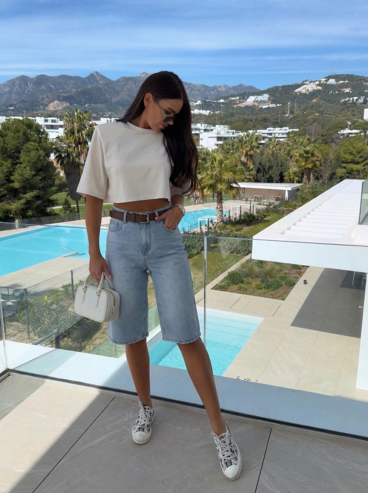 Wholesaler Estee Brown - Wide Stretch Denim Bermuda Shorts