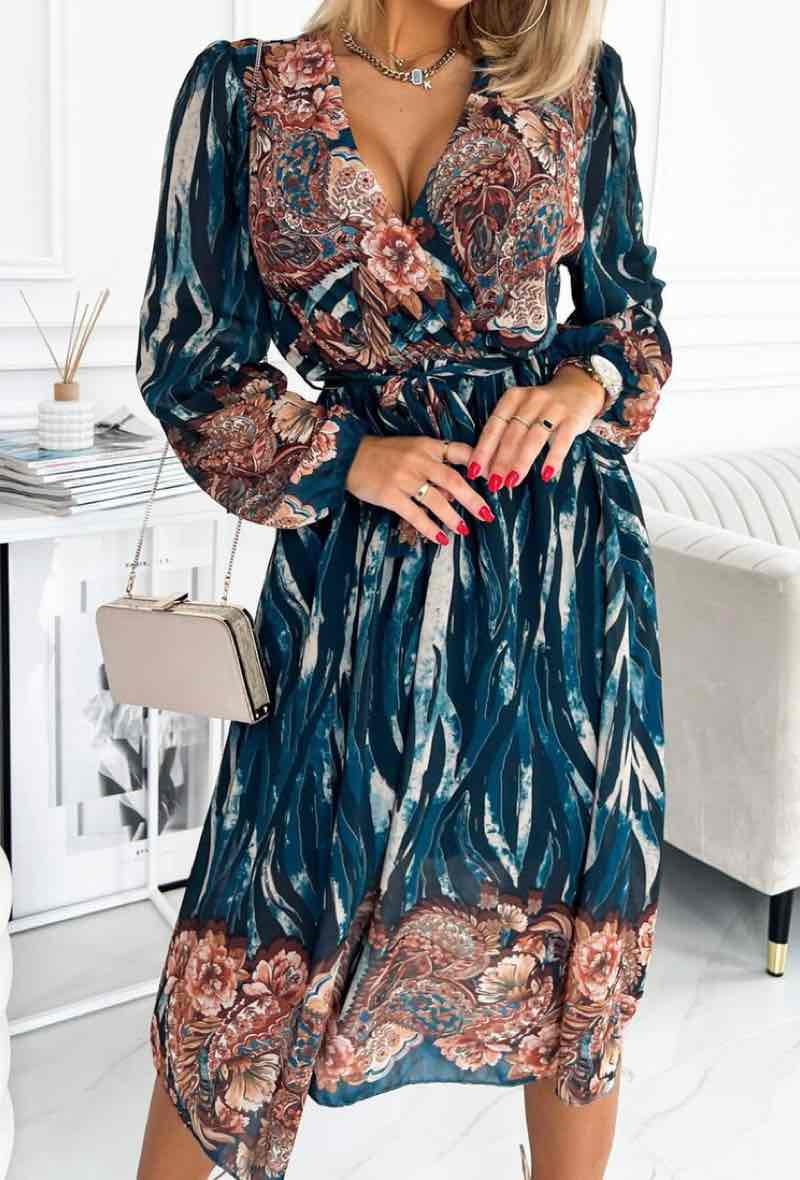Grossiste Estee Brown - Robe cache-cœur à imprimé léopard