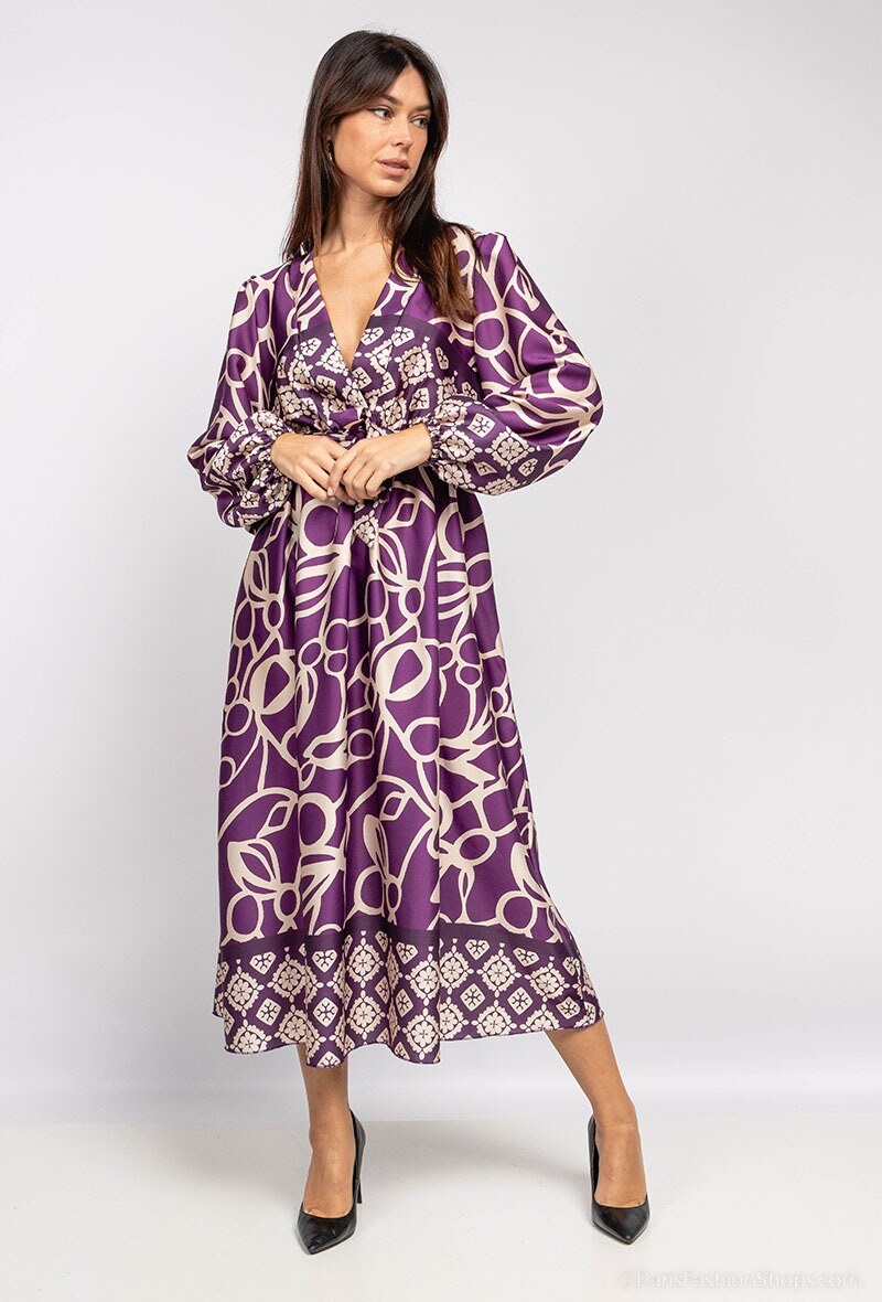Mayorista Estee Brown - Vestido largo de satén con estampado abstracto
