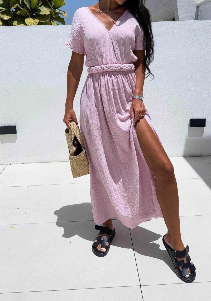 Grossiste Estee Brown - Robe longue en gaze de coton avec une ceinture