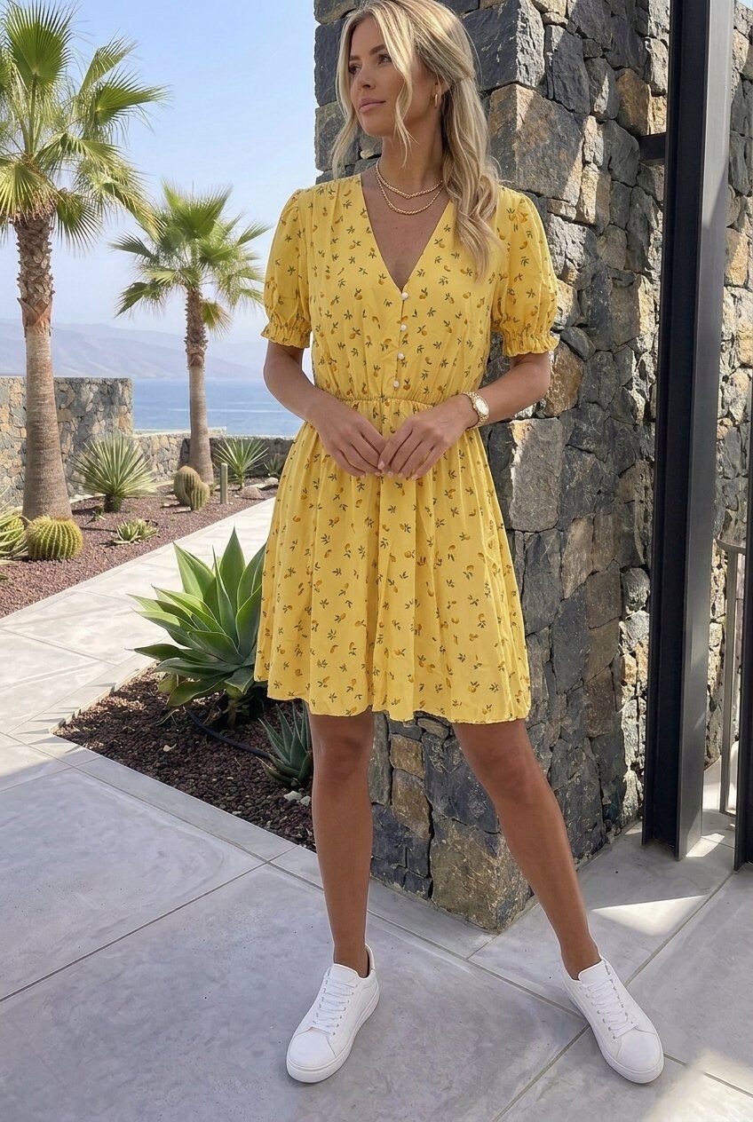 Mayorista Estee Brown - Vestido corto estampado 100% Viscosa