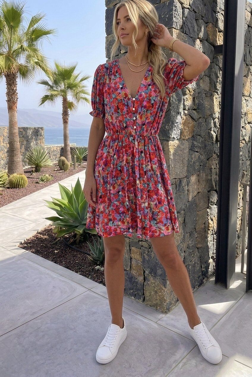 Mayorista Estee Brown - Vestido corto estampado 100% Viscosa