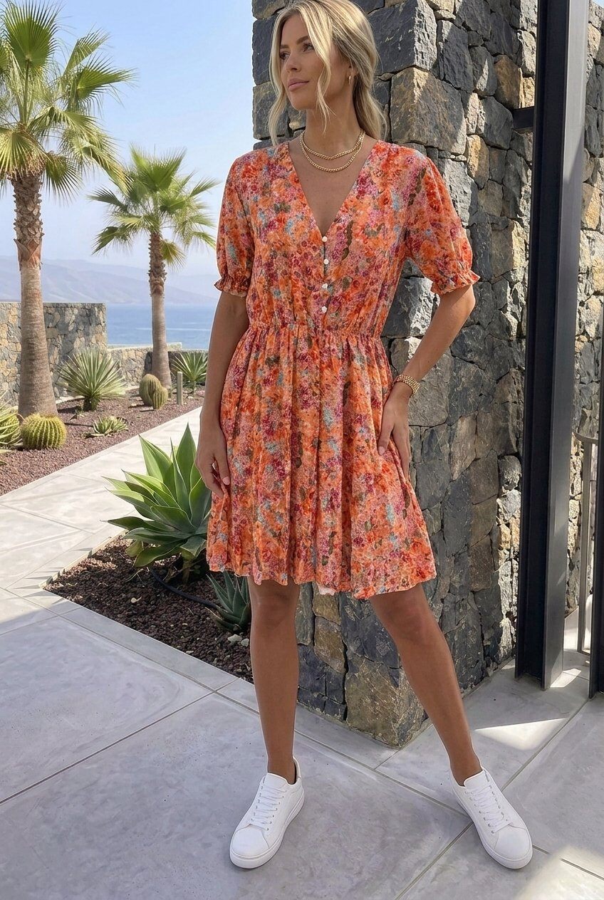 Mayorista Estee Brown - Vestido corto estampado 100% Viscosa