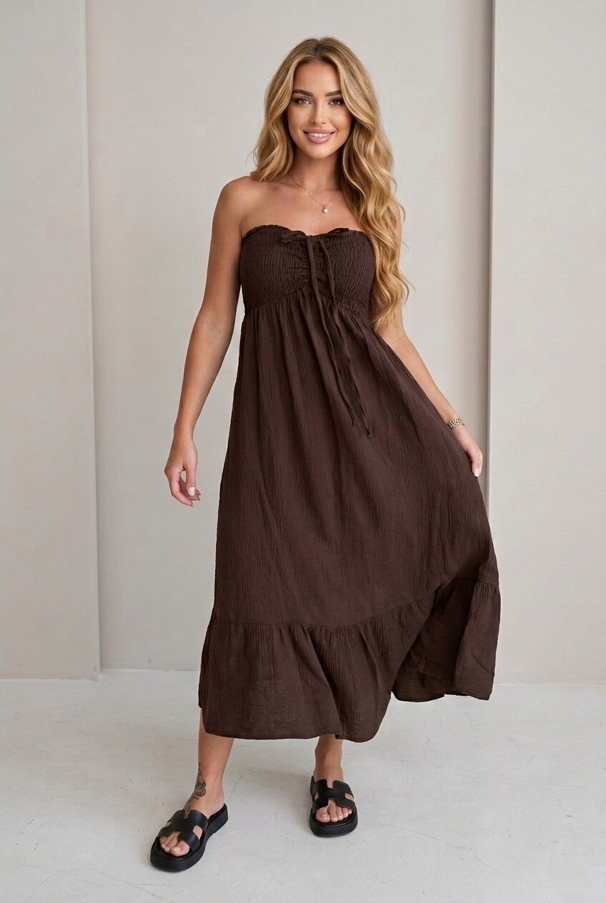 Mayorista Estee Brown - Vestido largo de gasa de algodón
