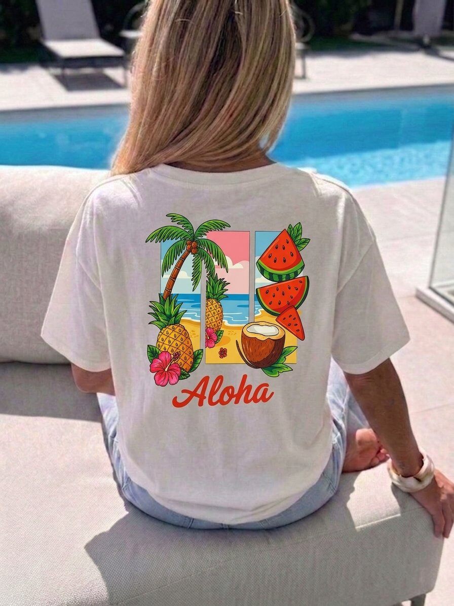 Großhändler Estee Brown - Weit geschnittenes bedrucktes T-Shirt - 100% Baumwolle