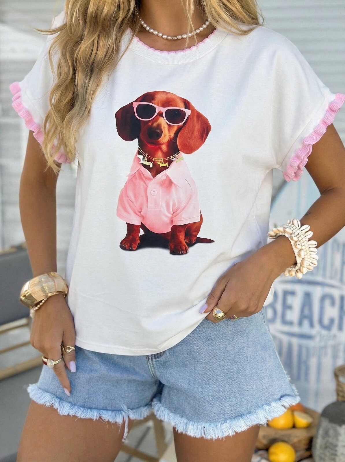 Grossista Estee Brown - T-shirt stampata in cotone