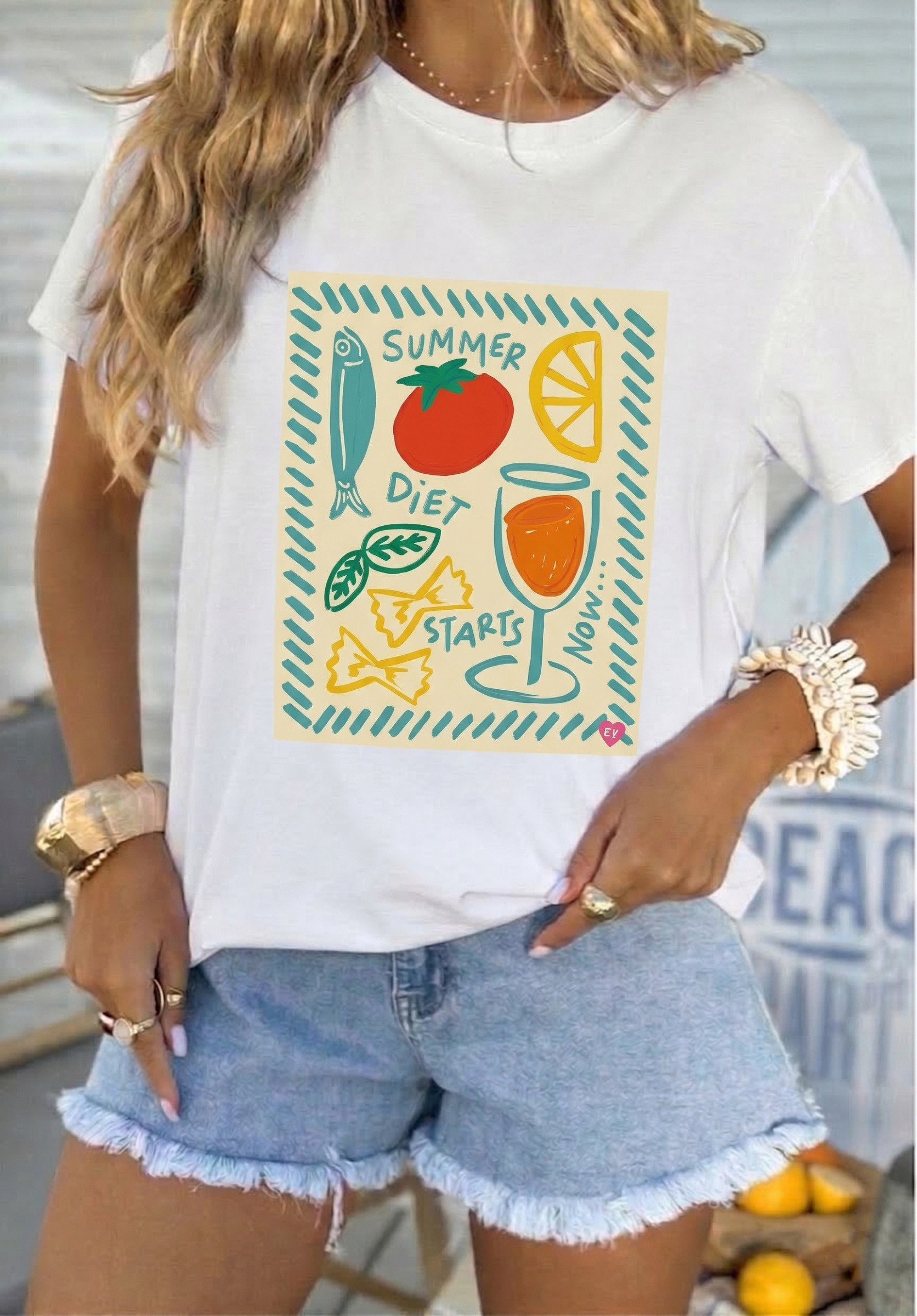 Grossista Estee Brown - T-shirt ampia stampata - 100% Cotone