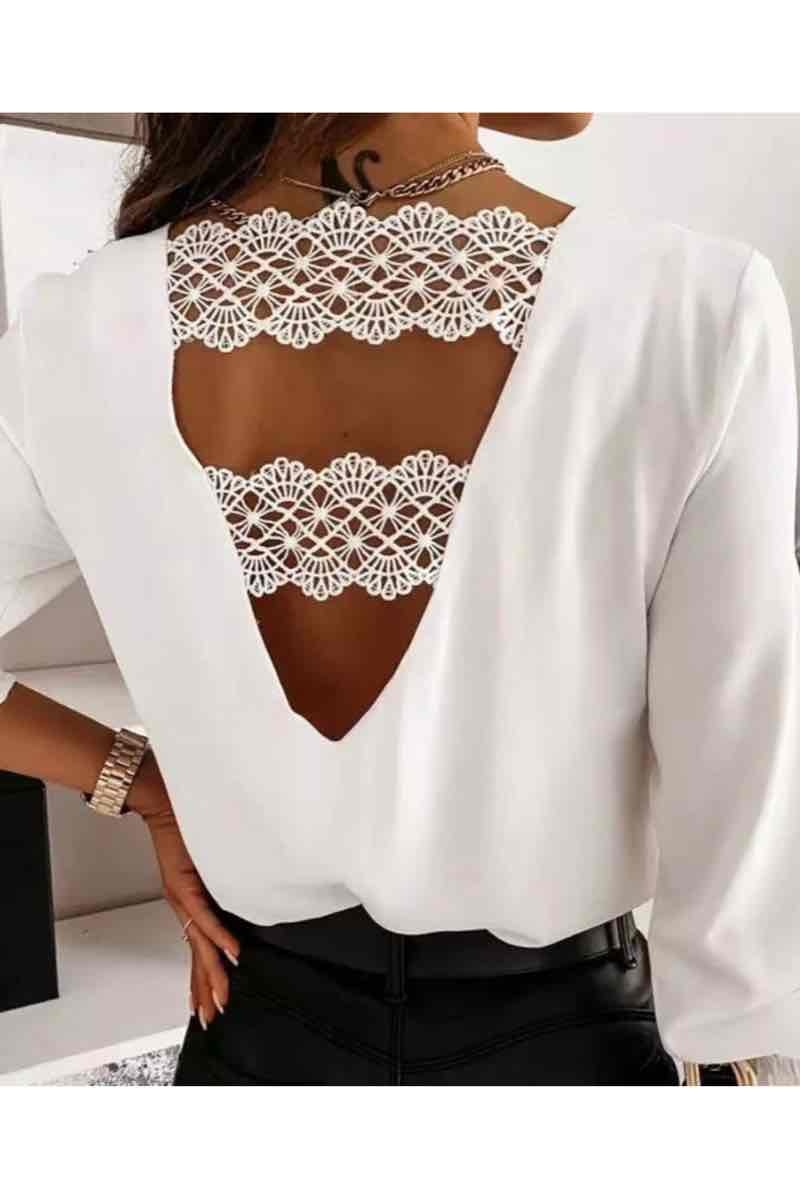 Grossista Estee Brown - Top in pizzo senza schienale a maniche lunghe