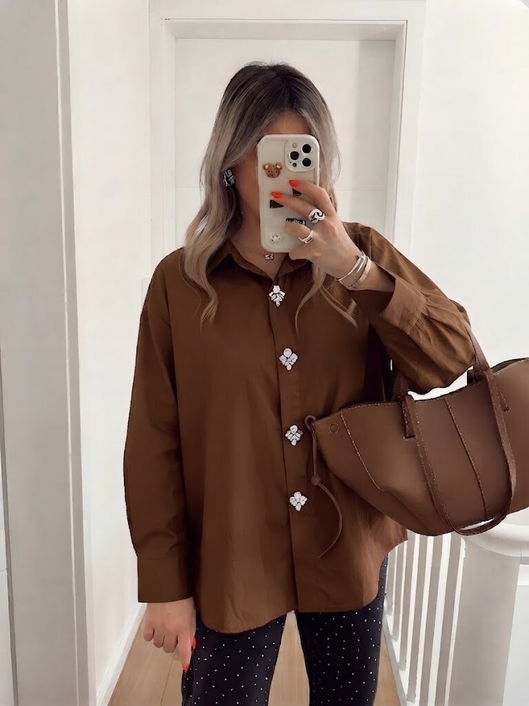 Wholesaler ESTEE - COTTON SHIRT WITH OVERSIZED DIAMOND