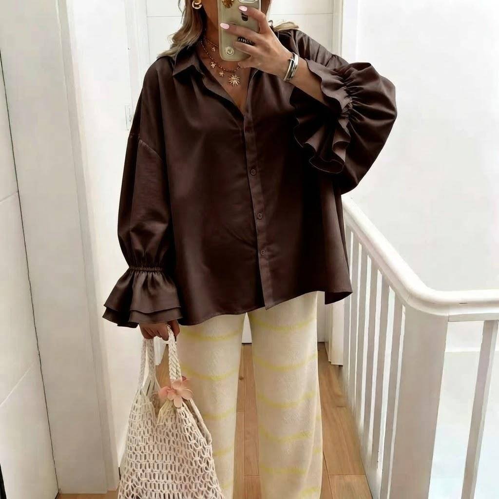 Wholesaler ESTEE - OVERSIZED 100% COTTON SHIRT WITH RUFFLE SLEEVES