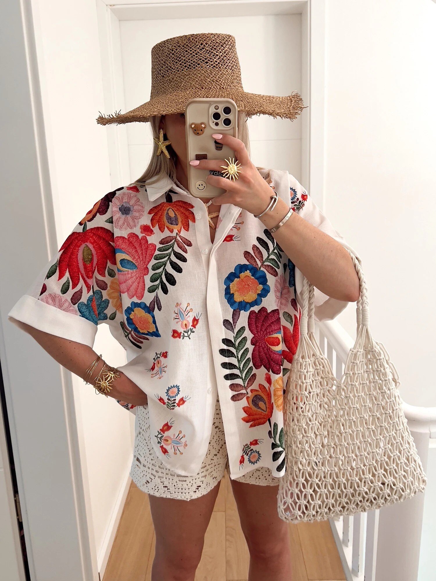 Wholesaler ESTEE - OVERSIZED COTTON SHIRT, FLORAL PRINT