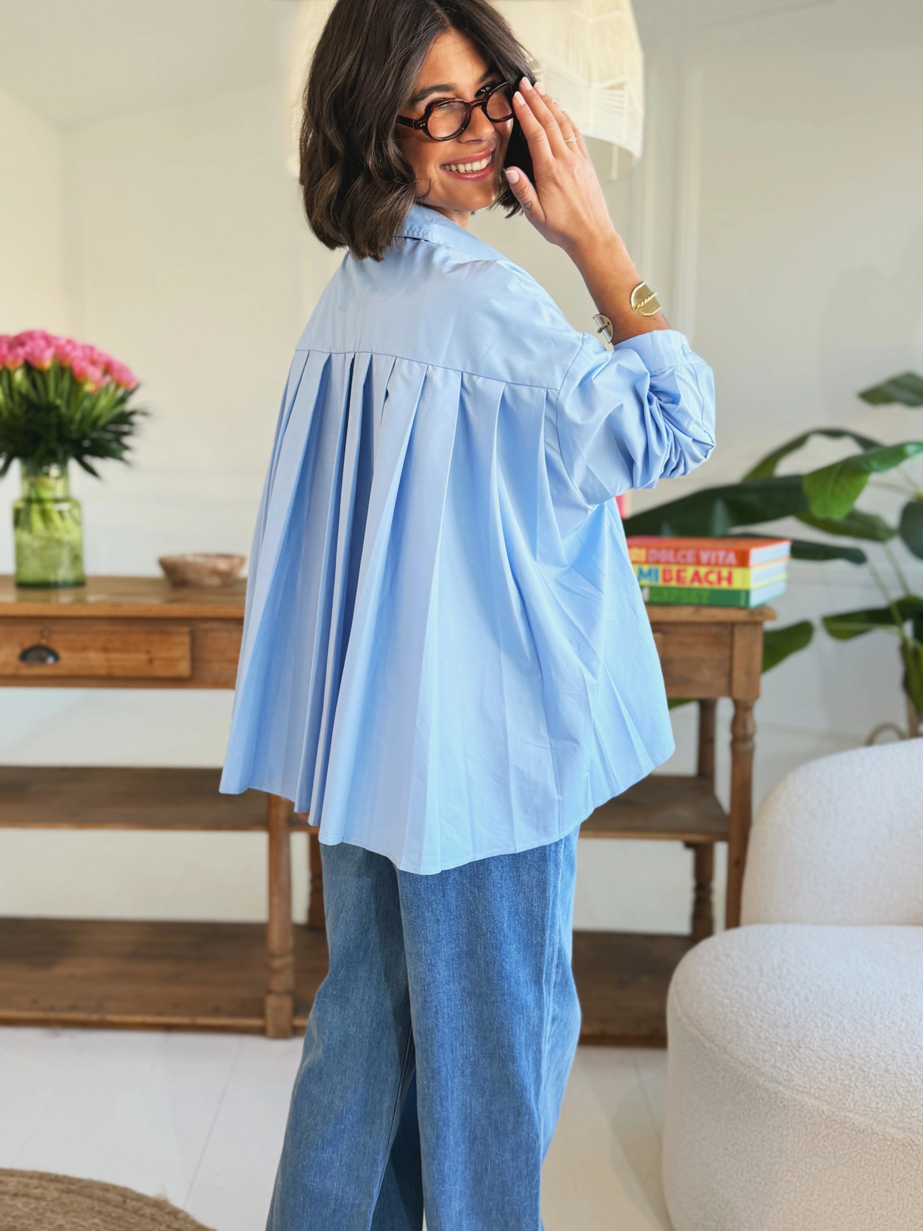 Wholesaler ESTEE - SUPER OVERSIZED PLEATED BACK COTTON SHIRT