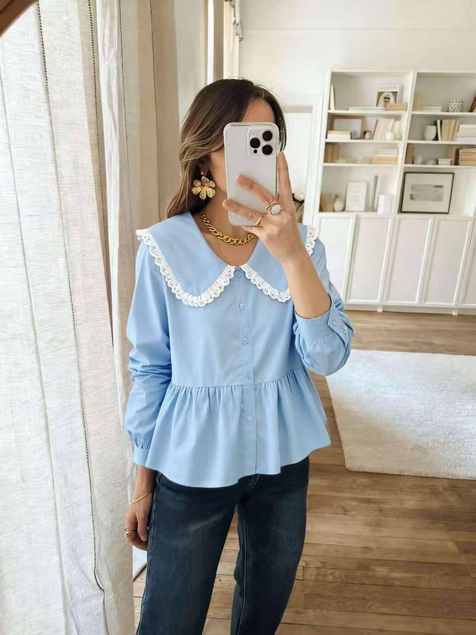 Wholesaler ESTEE - COTTON SHIRT WITH EYELET EMBROIDERY
