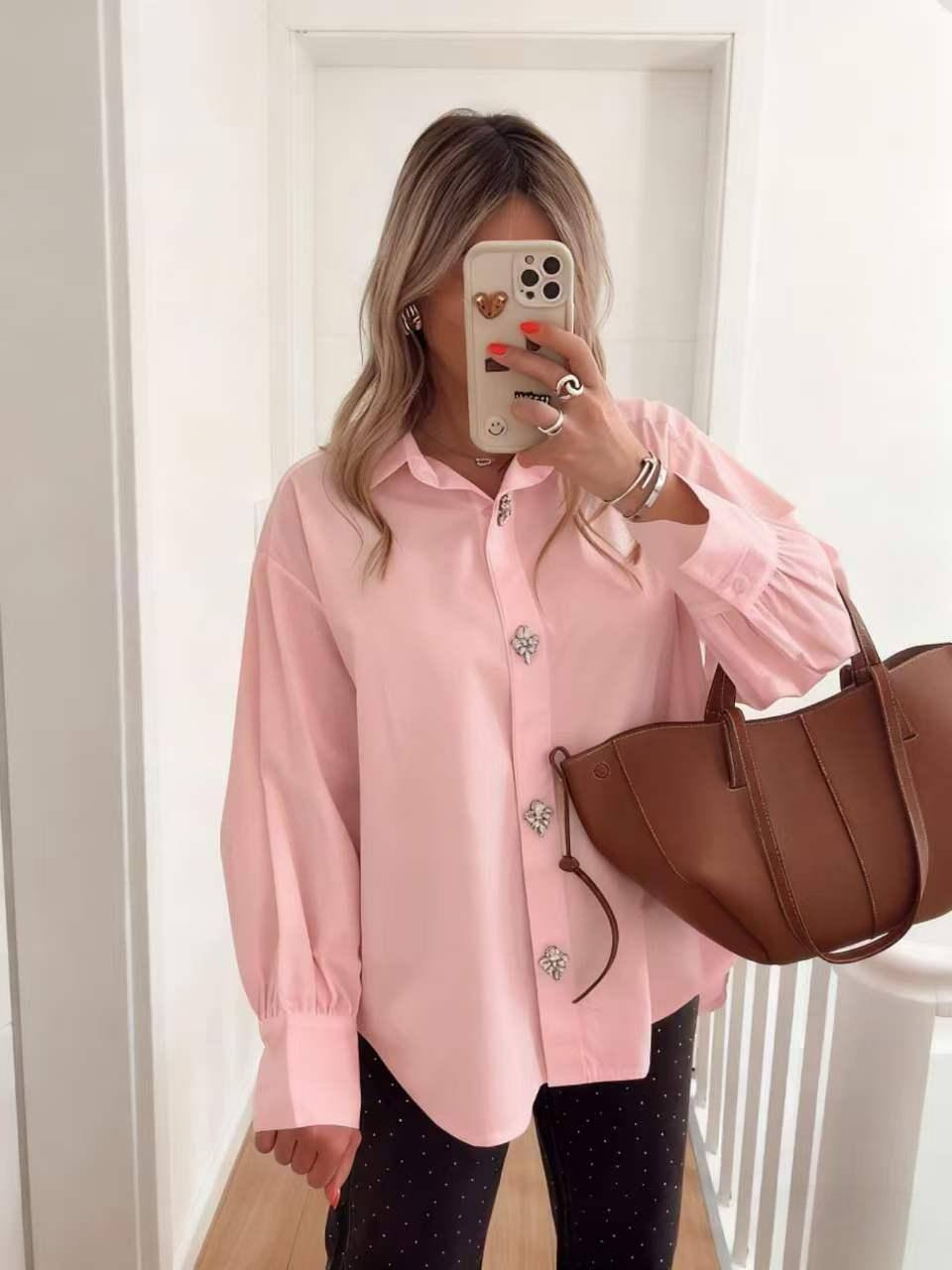 Wholesaler ESTEE - OVERSIZED COTTON SHIRT WITH DIAMONDS