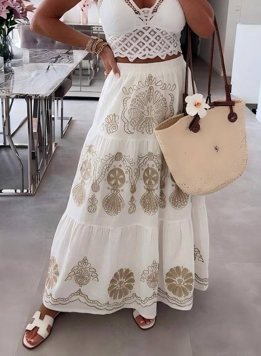 Wholesaler ESTEE - EMBROIDERED COTTON TIERED SKIRT
