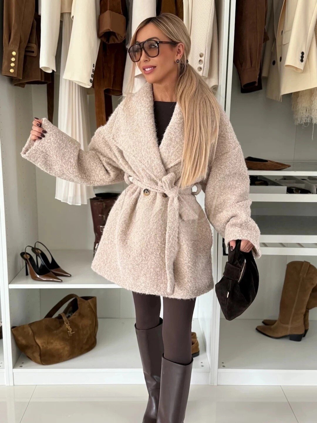 Grossiste ESTEE - MANTEAU EFFET PELUCHE AVEC CORDON