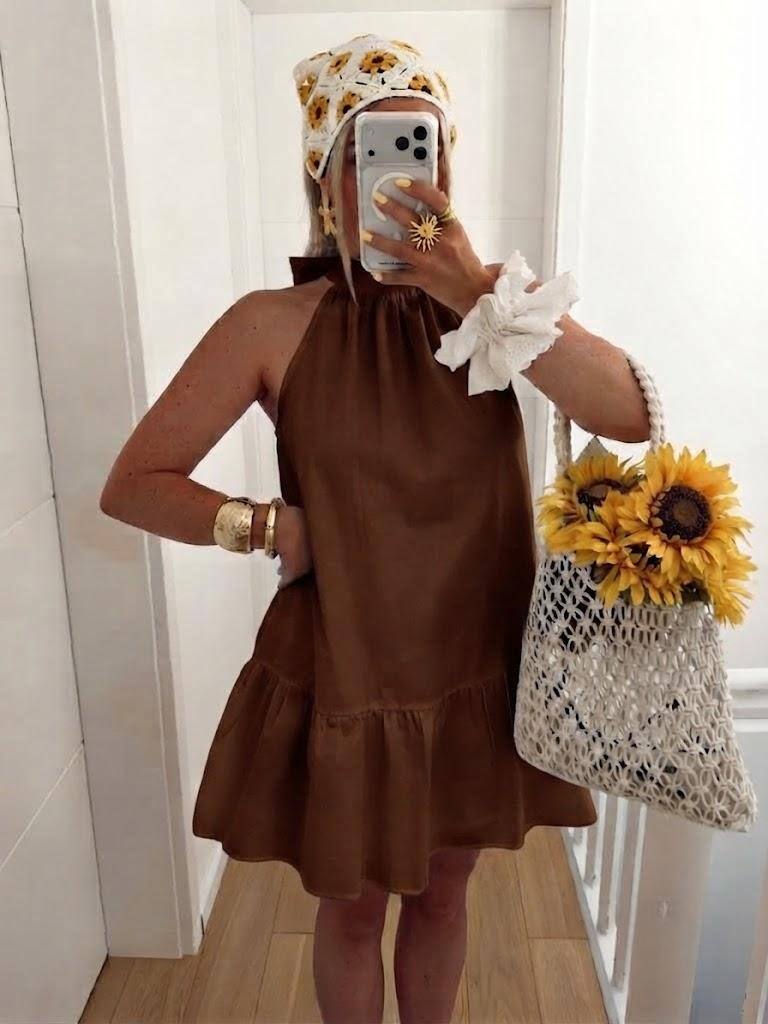 Wholesaler ESTEE - 100% COTTON DRESS WITH BACK TIE