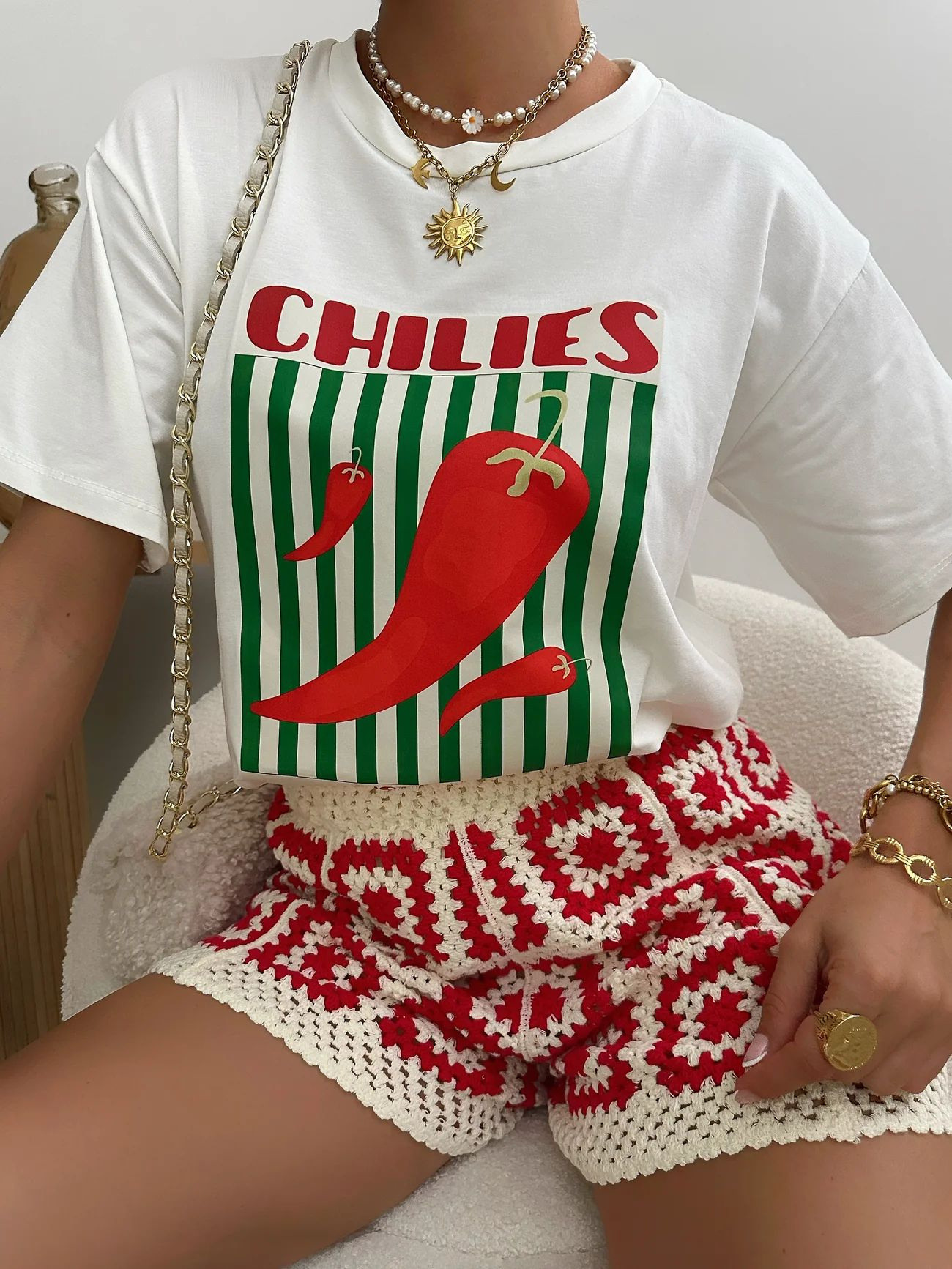 Mayorista ESTEE - CAMISETA DE ALGODÓN, ESTAMPADO DE CHILIES