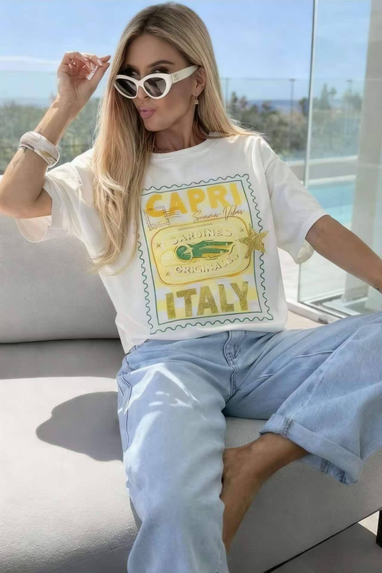 Grossista ESTEE - T-shirt in cotone stampato di tendenza di alta qualità