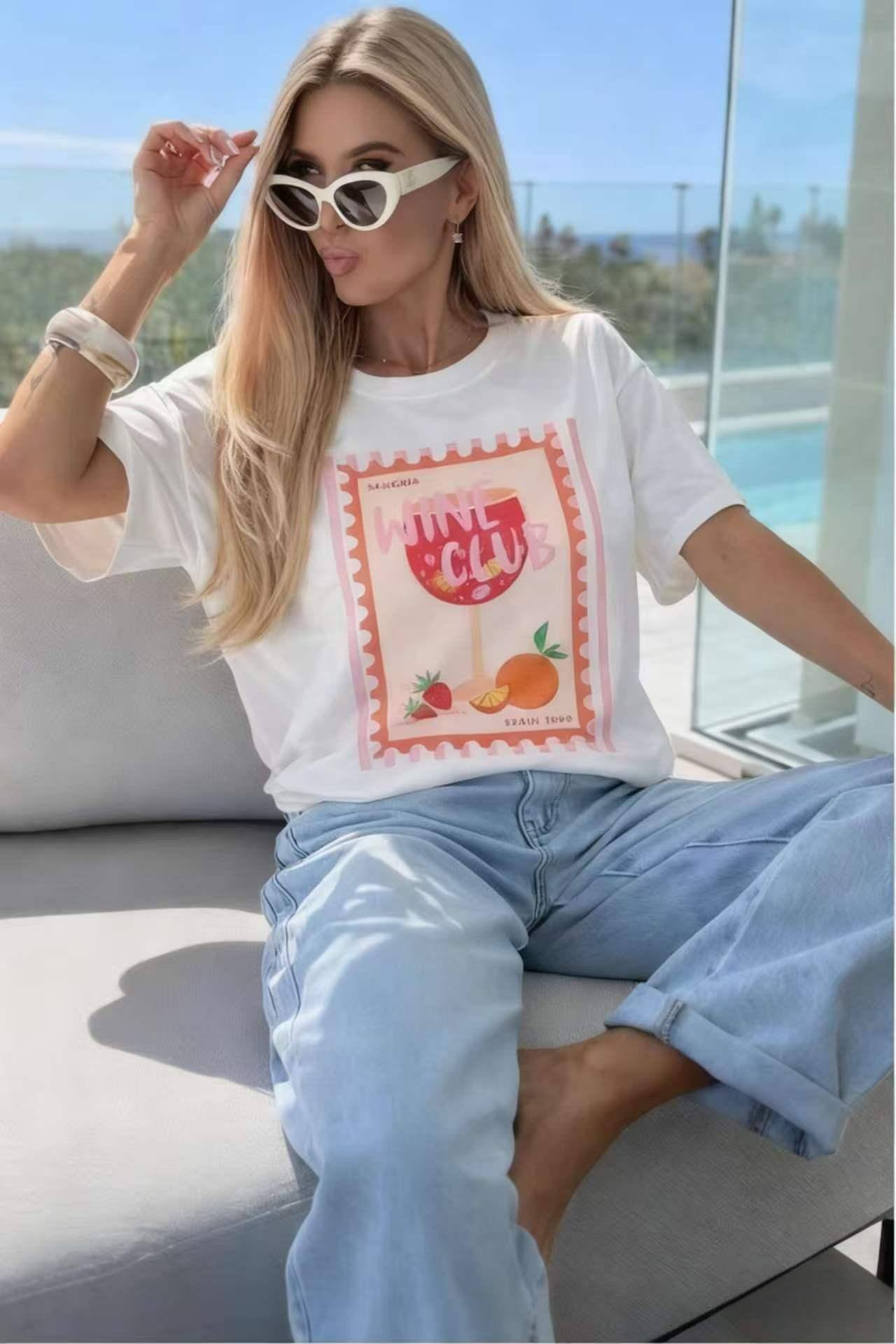 Grossista ESTEE - T-shirt in cotone stampato alla moda di alta qualità