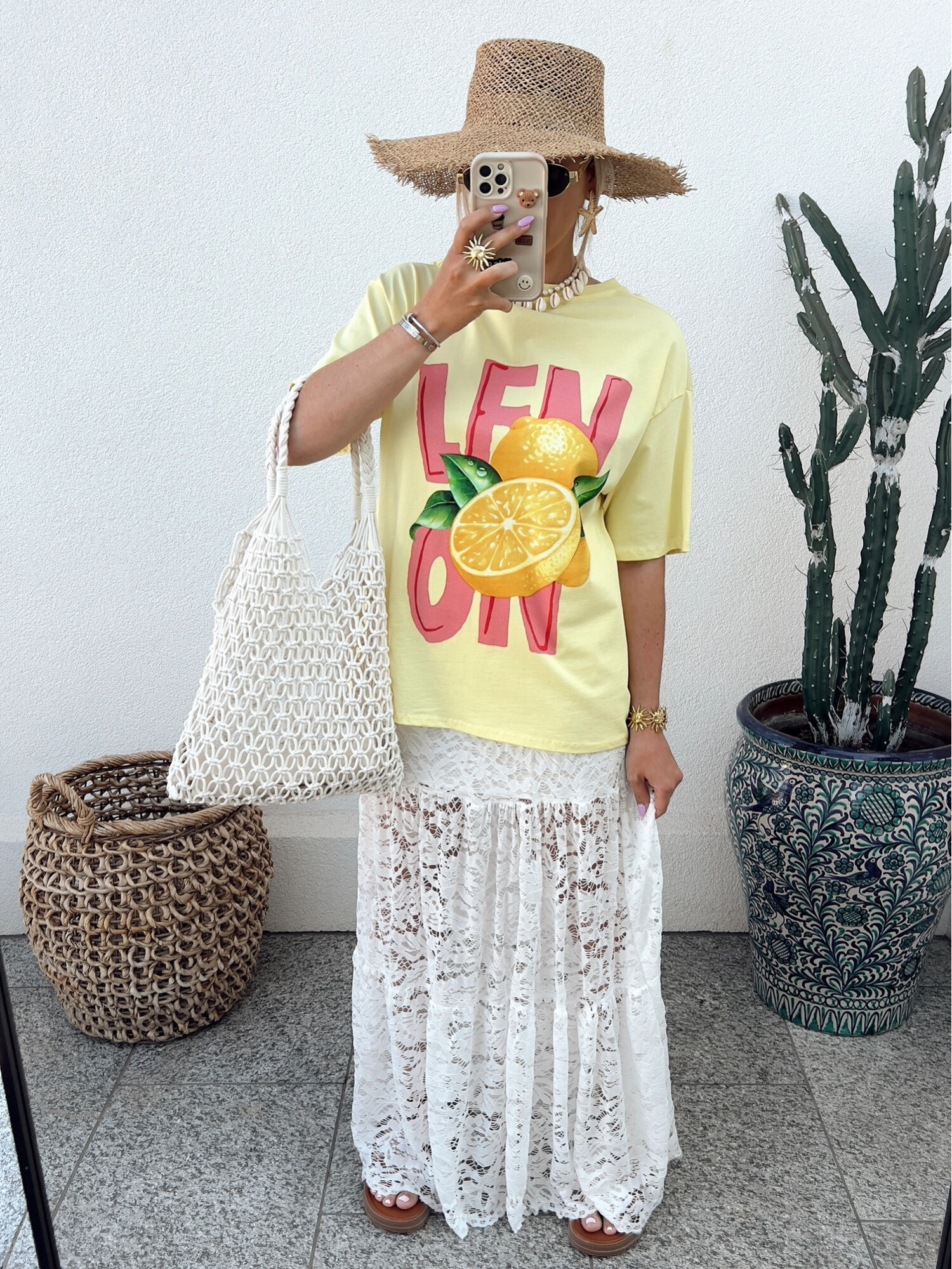 Wholesaler ESTEE - COTTON T-SHIRT, LEMON PRINT