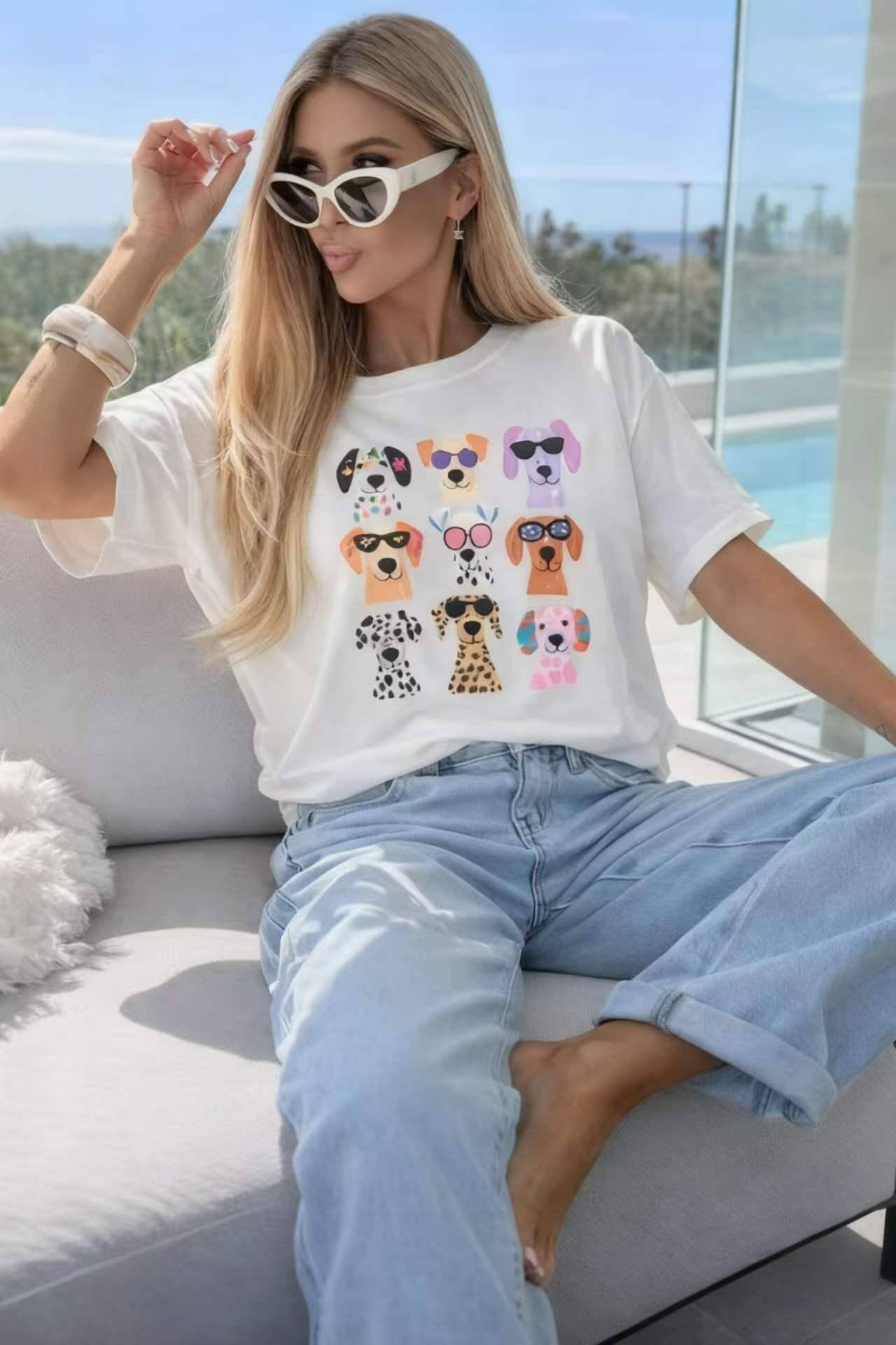 Grossista ESTEE - T-shirt in cotone stampato alla moda, alta qualità