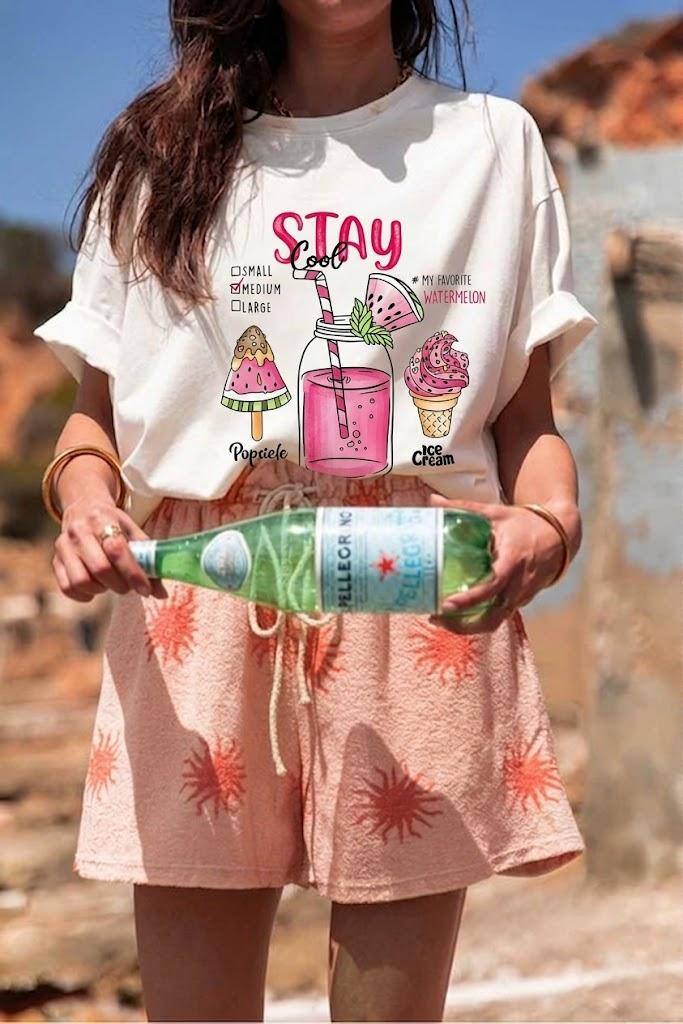 Wholesaler ESTEE - PRINTED COTTON T-SHIRT WATERMELON JUICE