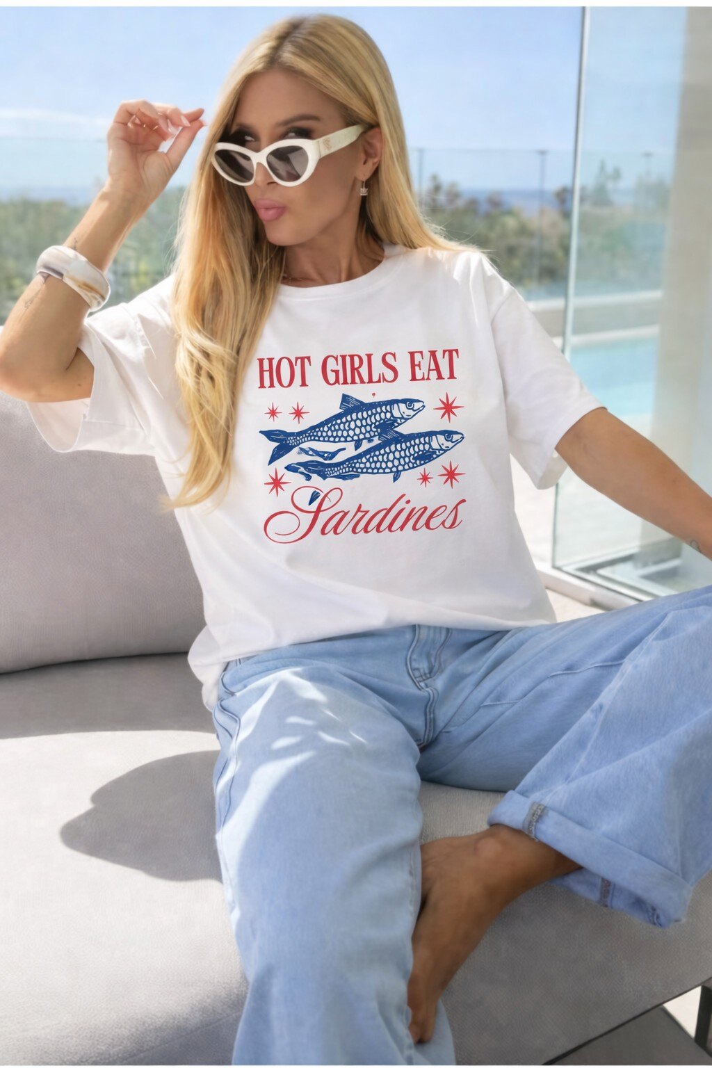 Wholesaler ESTEE - COTTON T-SHIRT WITH SARDINE PRINT