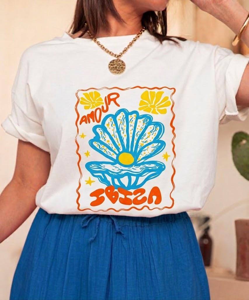 Mayorista ESTEE - CAMISETA DE ALGODÓN ESTAMPADA AMOR IBIZA