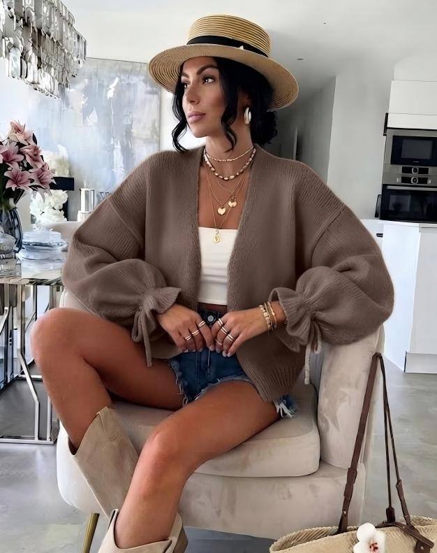 Grossista ESTEE - CARDIGAN IN LANA CON LACCETTO IN MANICHE