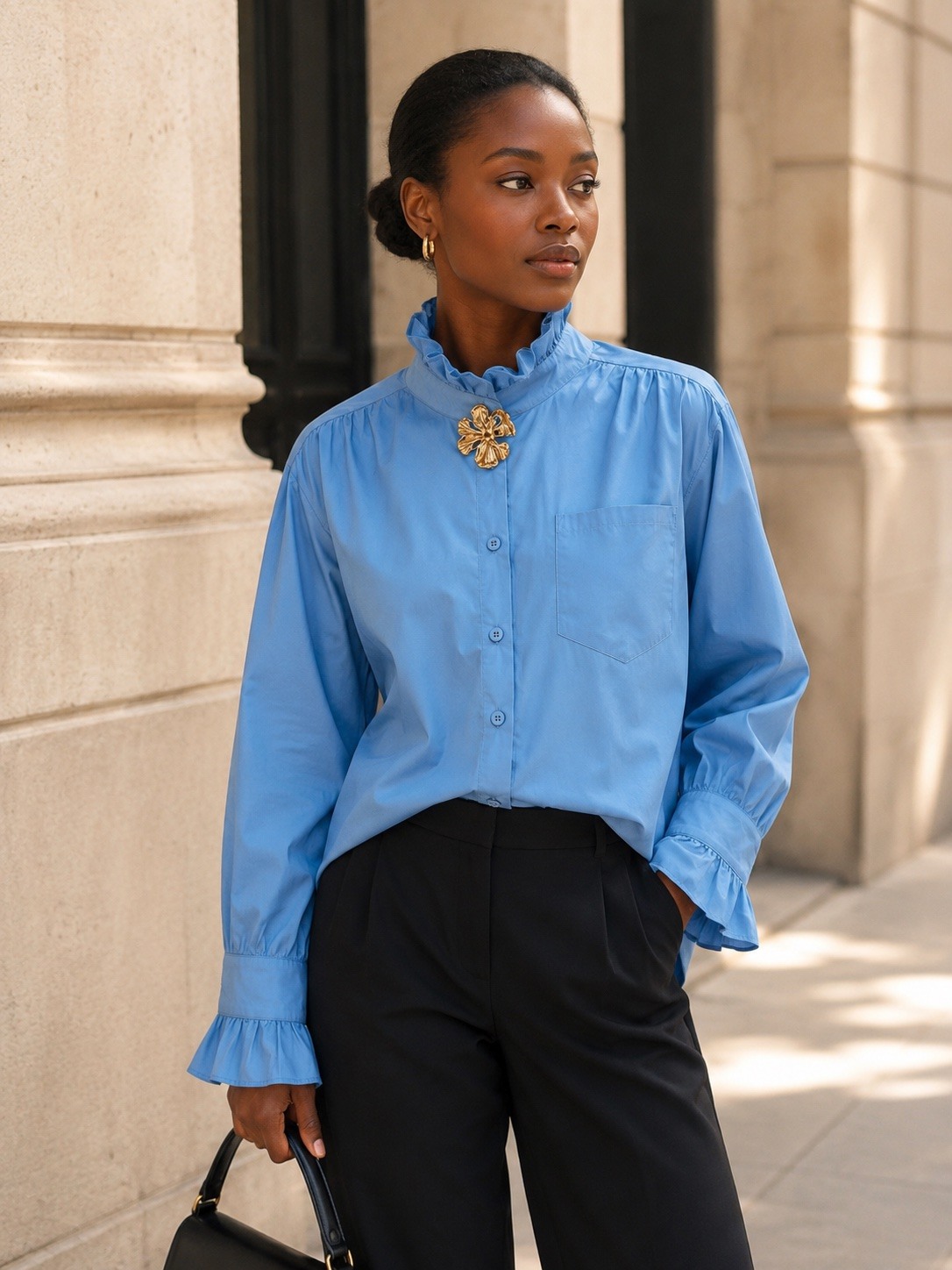 Grossiste Esther.H Paris - Chemise à volant 100% Coton