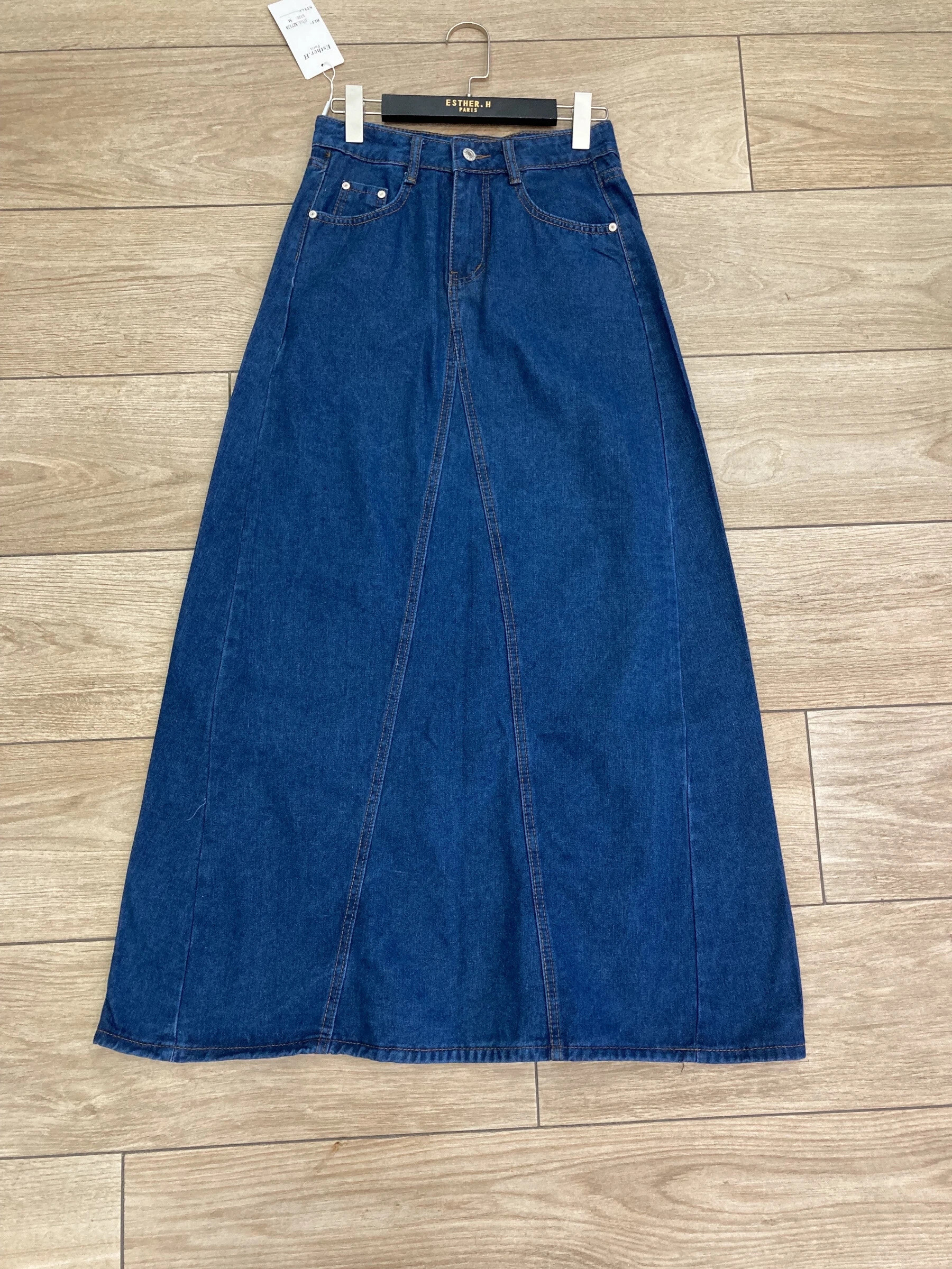 Dark denim flared trapeze skirt | Paris Fashion Shops