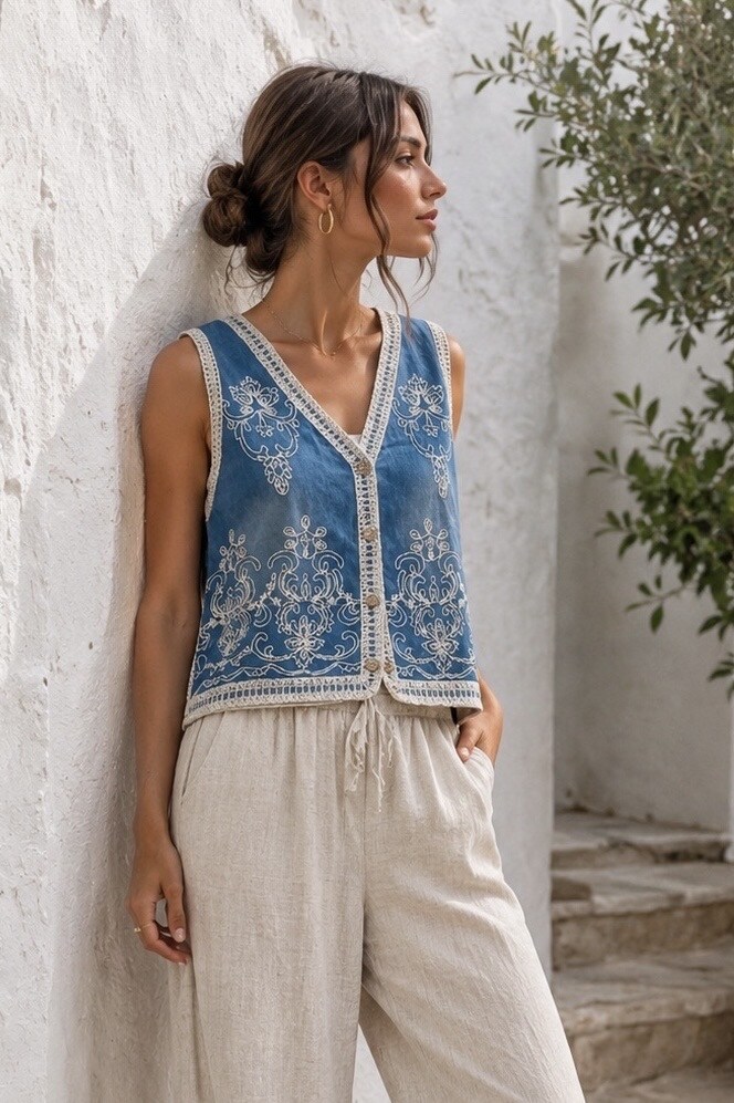 Großhändler Esther.H Paris - Bestickte Jeansweste
