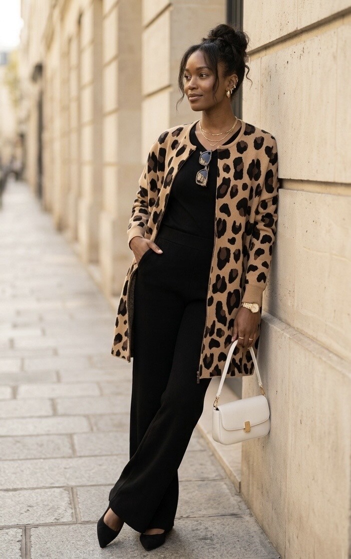 Grossiste Esther.H Paris - Gilet Mi-Long Façon Léopard