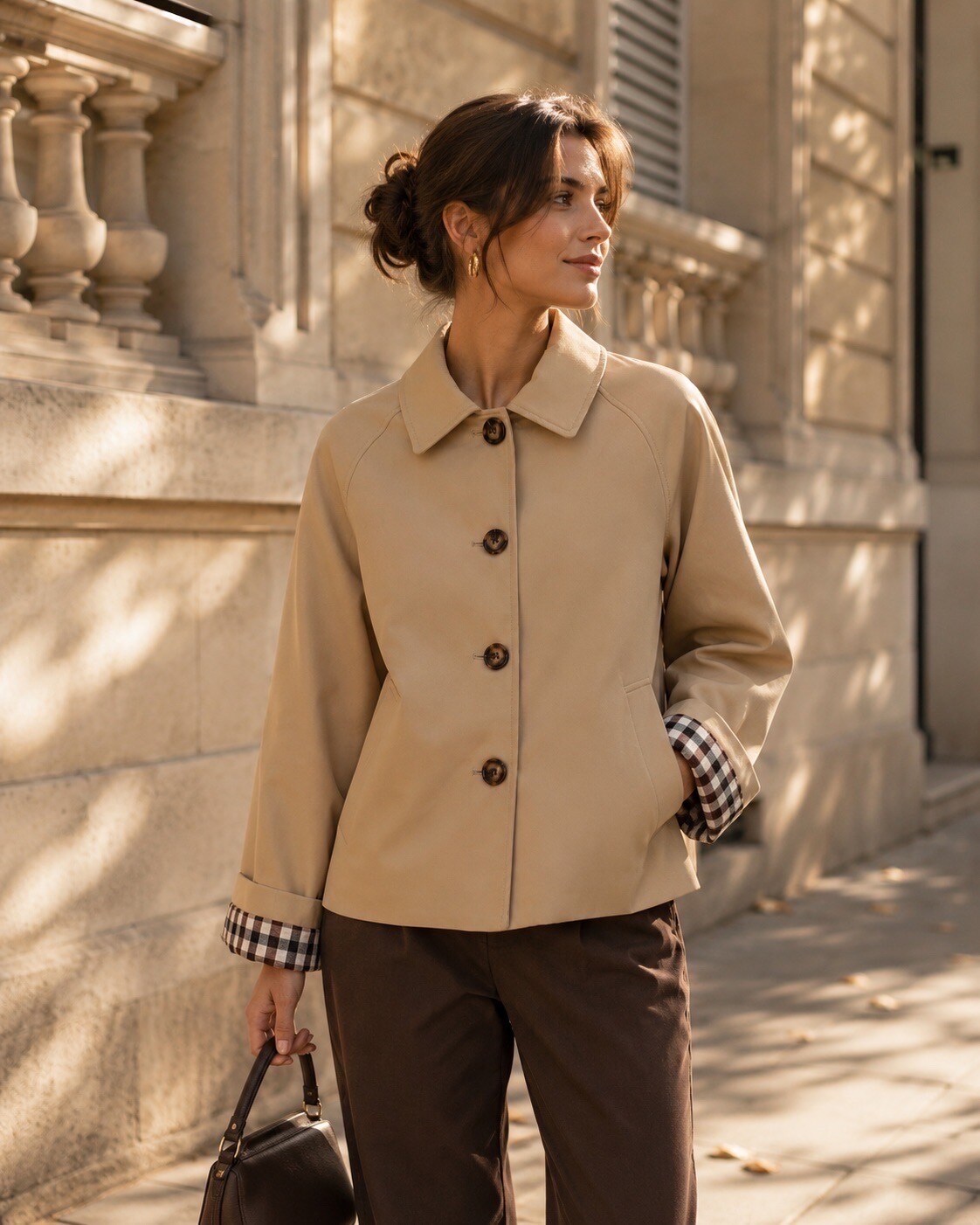 Grossista Esther.H Paris - Trench con fodera a quadri sulle maniche