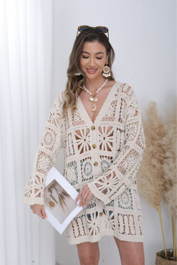 Grossiste Esther.H Paris - Gilet bohème crocheté