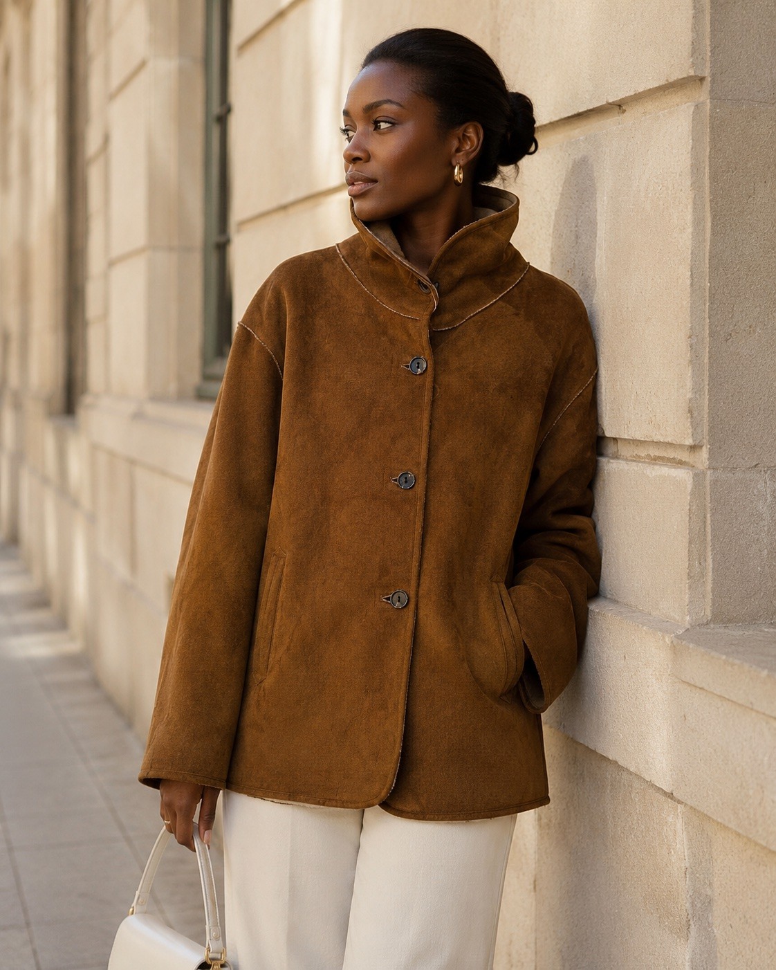 Grossiste Esther.H Paris - Manteau Réversible Mi-Fourrure Mi-Daim