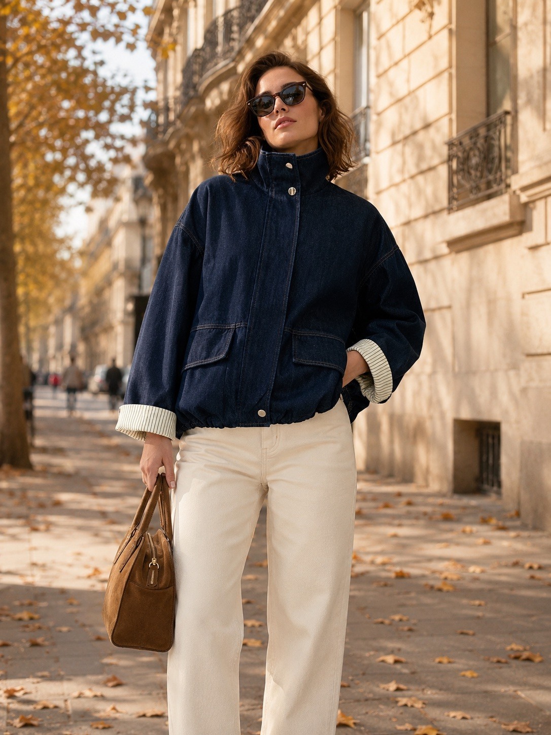 Grossiste Esther.H Paris - Veste en jean oversized avec doublures sur les manches